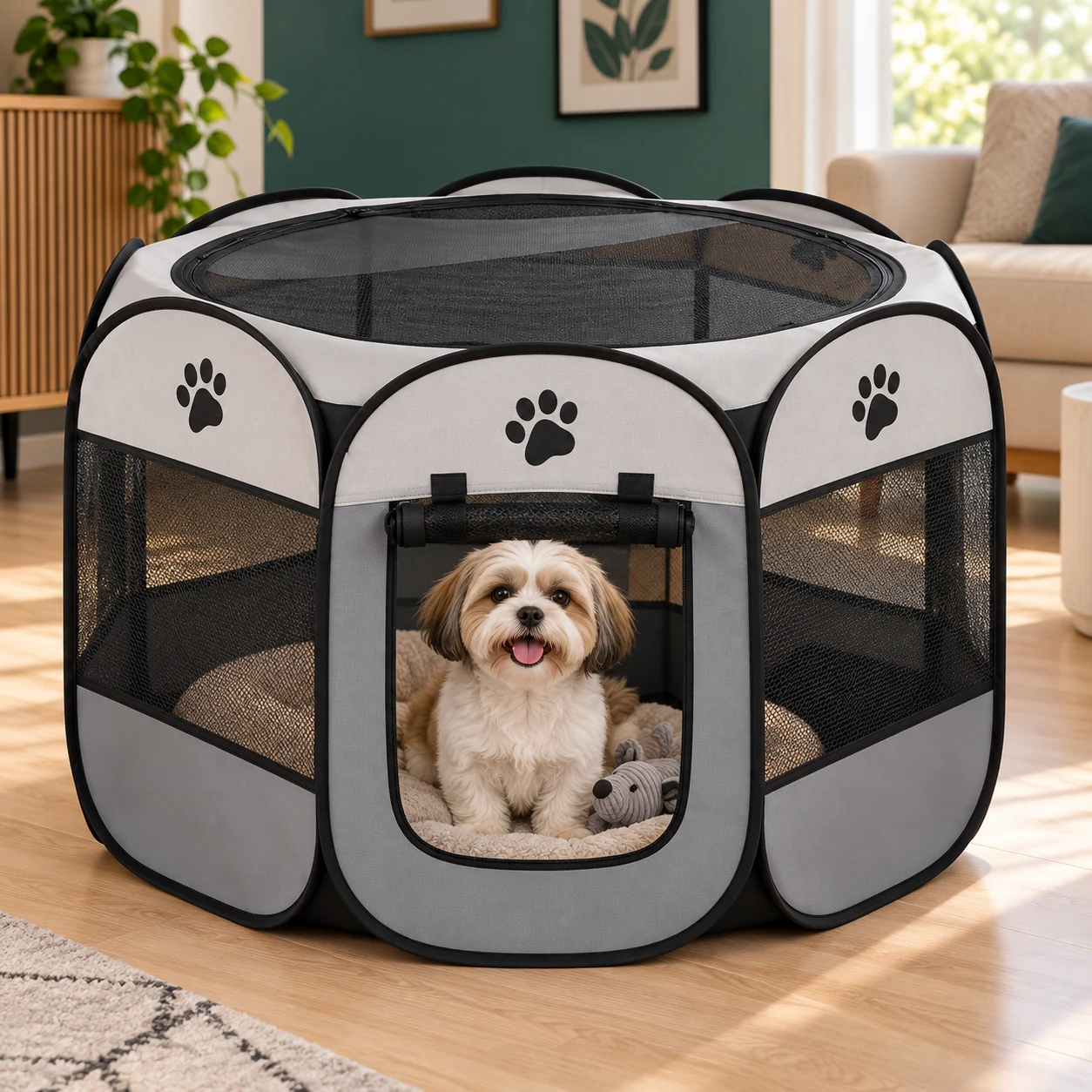 Cercadinho modular com cachorro
